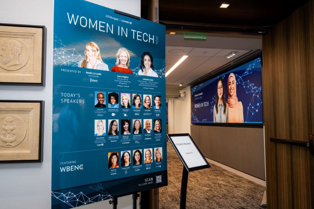 A women in tech poster at a conference